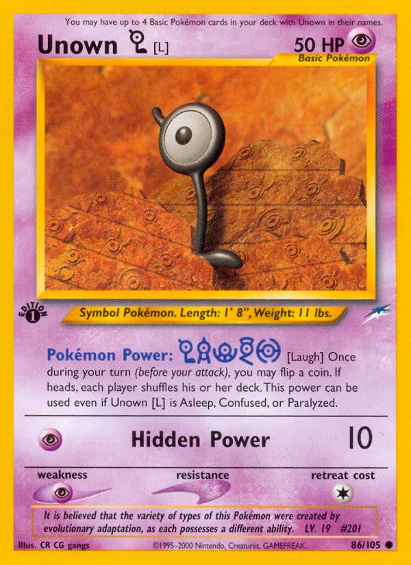 Unown [L] (Unlimited) Pokemon card (86/105, Neo Destiny)