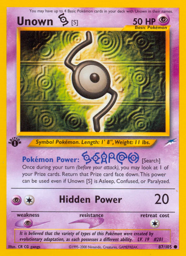 Unown [S] (Unlimited) Pokemon card (87/105, Neo Destiny)