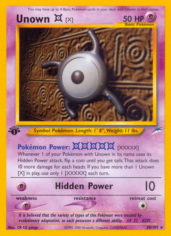 Unown [X] (Unlimited) Pokemon card (30/105, Neo Destiny)