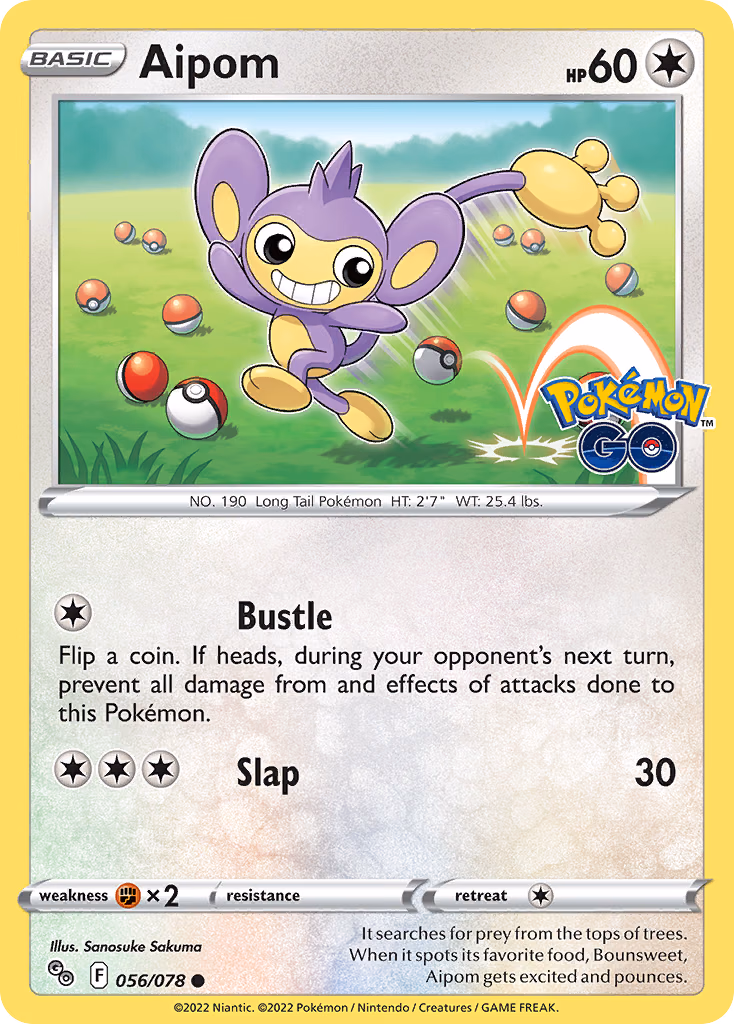 Aipom Pokemon card (056/078, Pokémon GO)