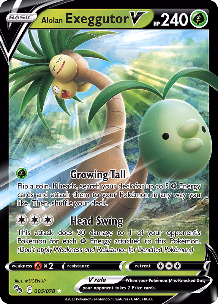 Alolan Exeggutor V Pokemon card (005/078, Pokémon GO)