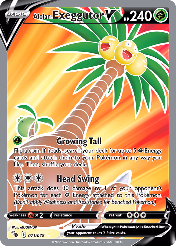 Alolan Exeggutor V Pokemon card (071/078, Pokémon GO)