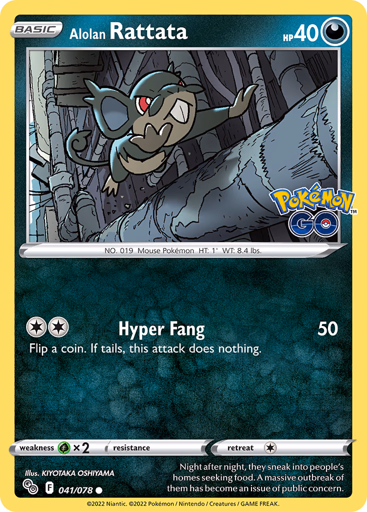 Alolan Rattata Pokemon card (041/078, Pokémon GO)