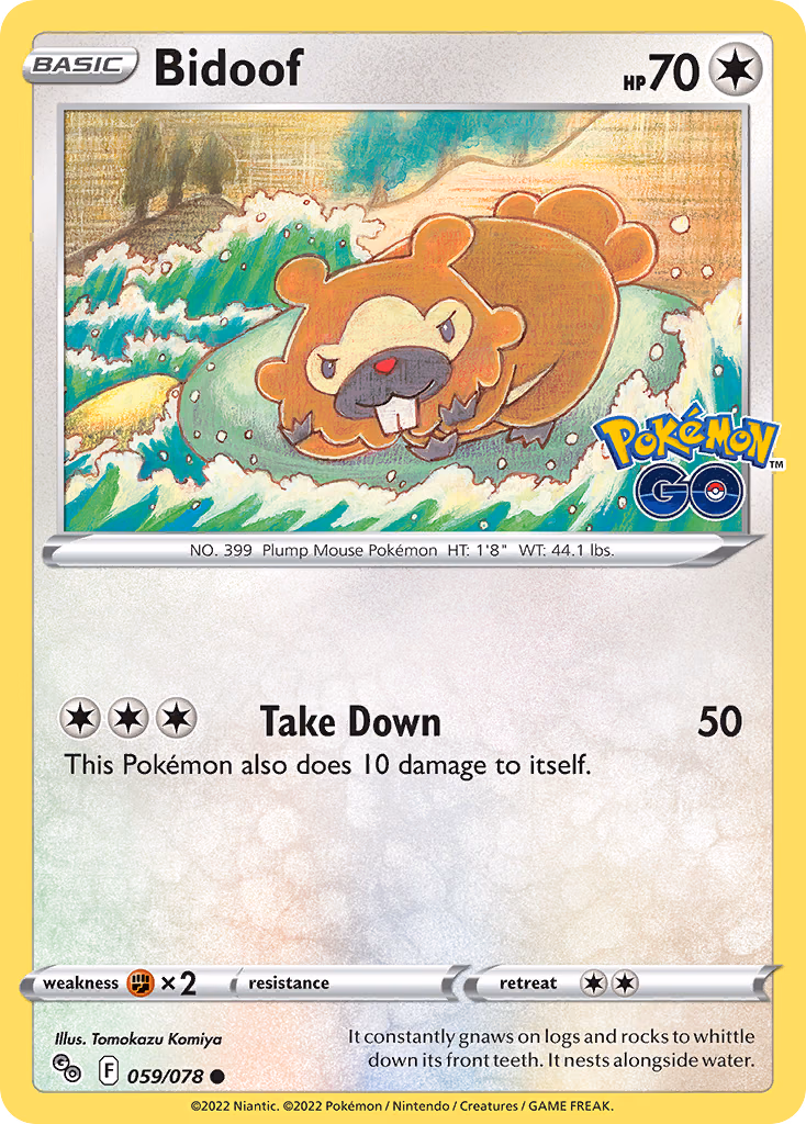 Bidoof Pokemon card (059/078, Pokémon GO)