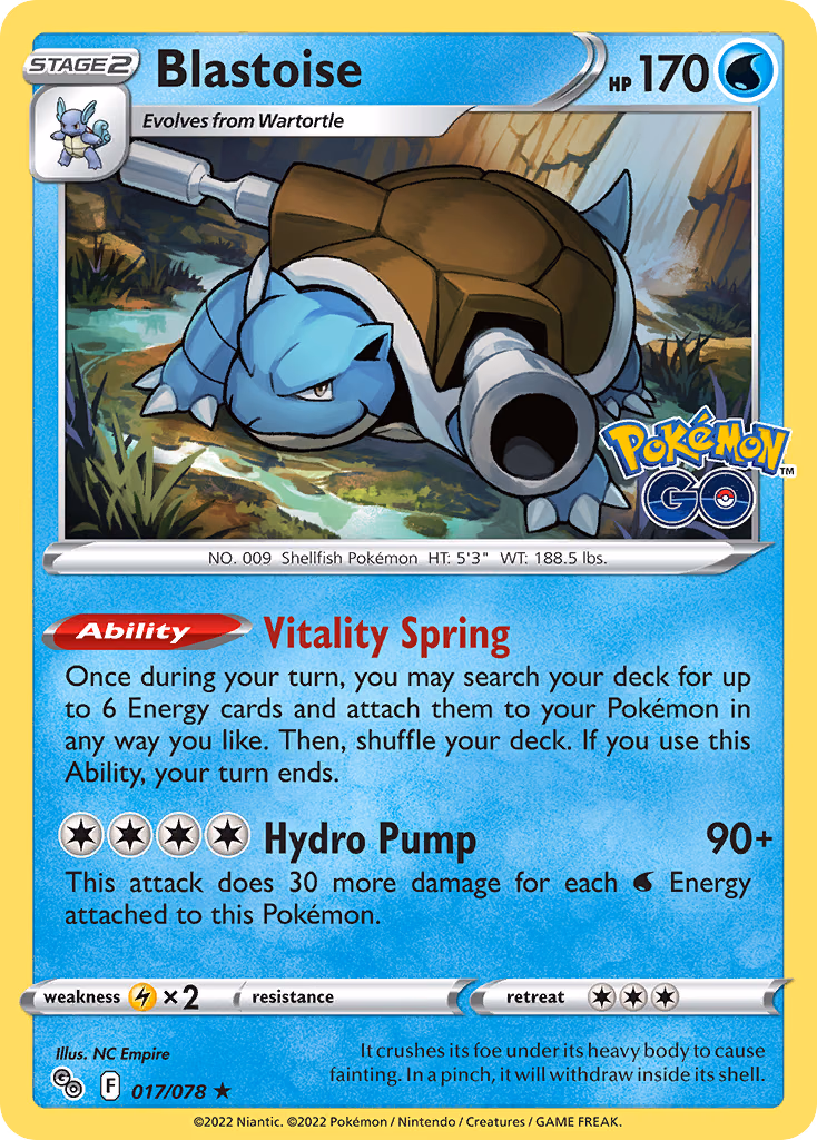 Blastoise Pokemon card (017/078, Pokémon GO)