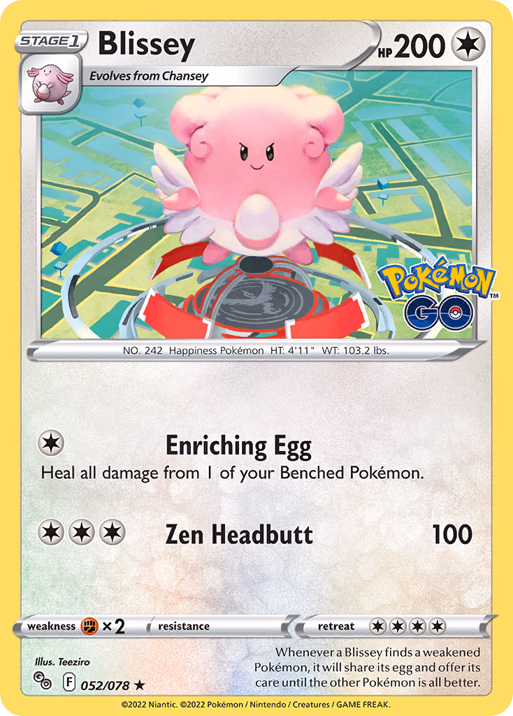 Blissey Pokemon card (052/078, Pokémon GO)
