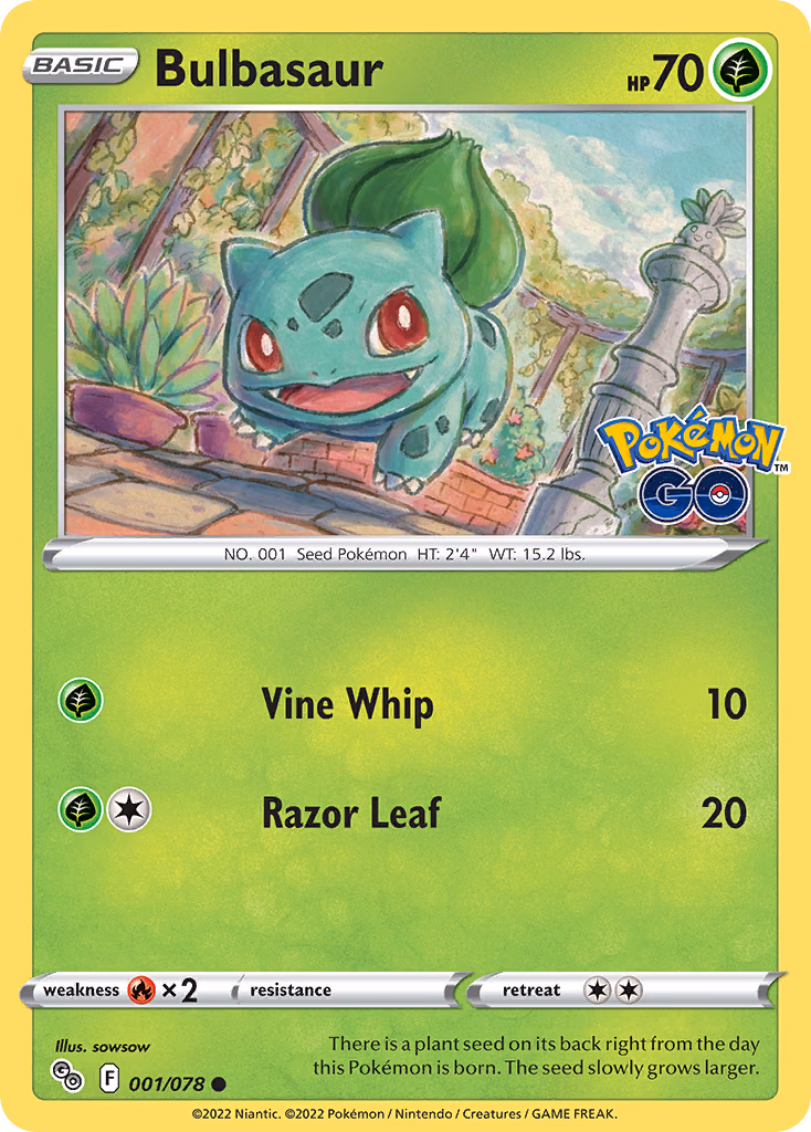 Bulbasaur Pokemon card (001/078, Pokémon GO)