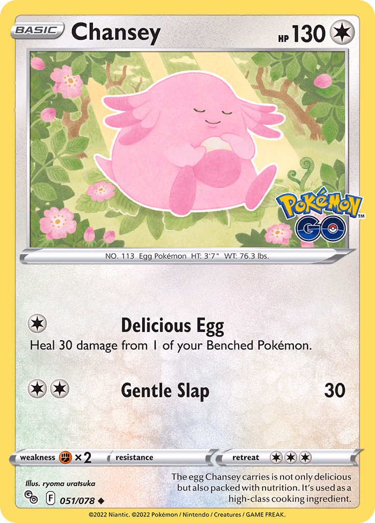 Chansey Pokemon card (051/078, Pokémon GO)