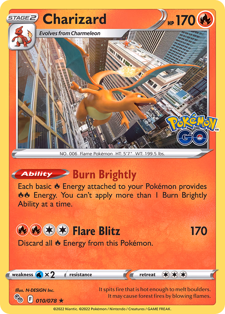 Charizard Pokemon card (010/078, Pokémon GO)