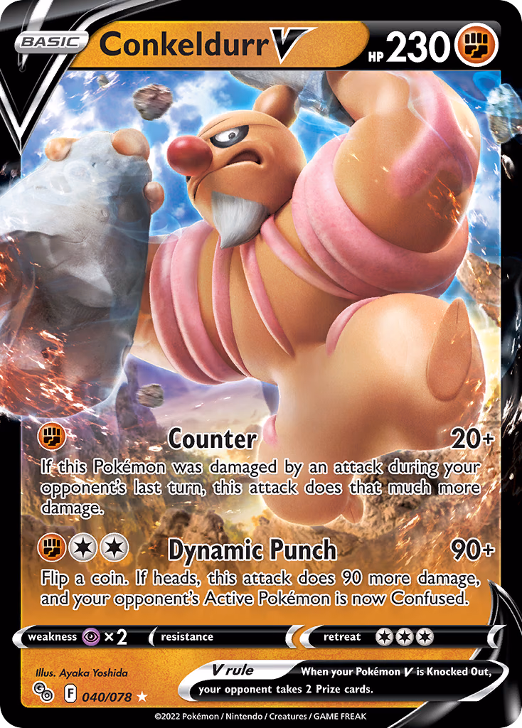 Conkeldurr V Pokemon card (040/078, Pokémon GO)
