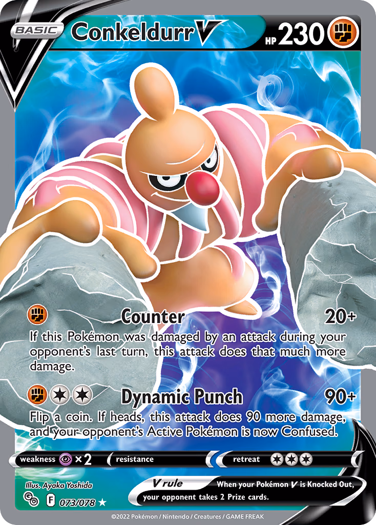 Conkeldurr V Pokemon card (073/078, Pokémon GO)