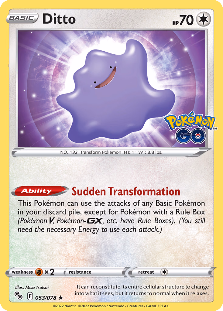 Ditto Pokemon card (053/078, Pokémon GO)