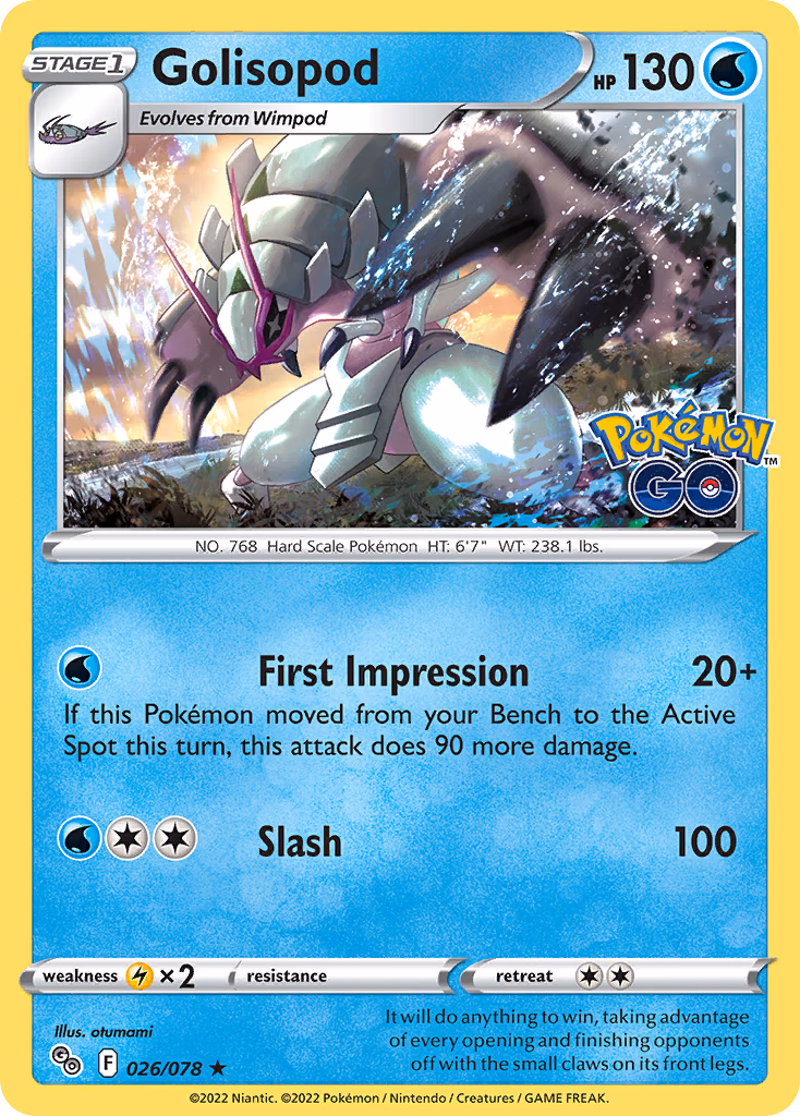 Golisopod Pokemon card (026/078, Pokémon GO)