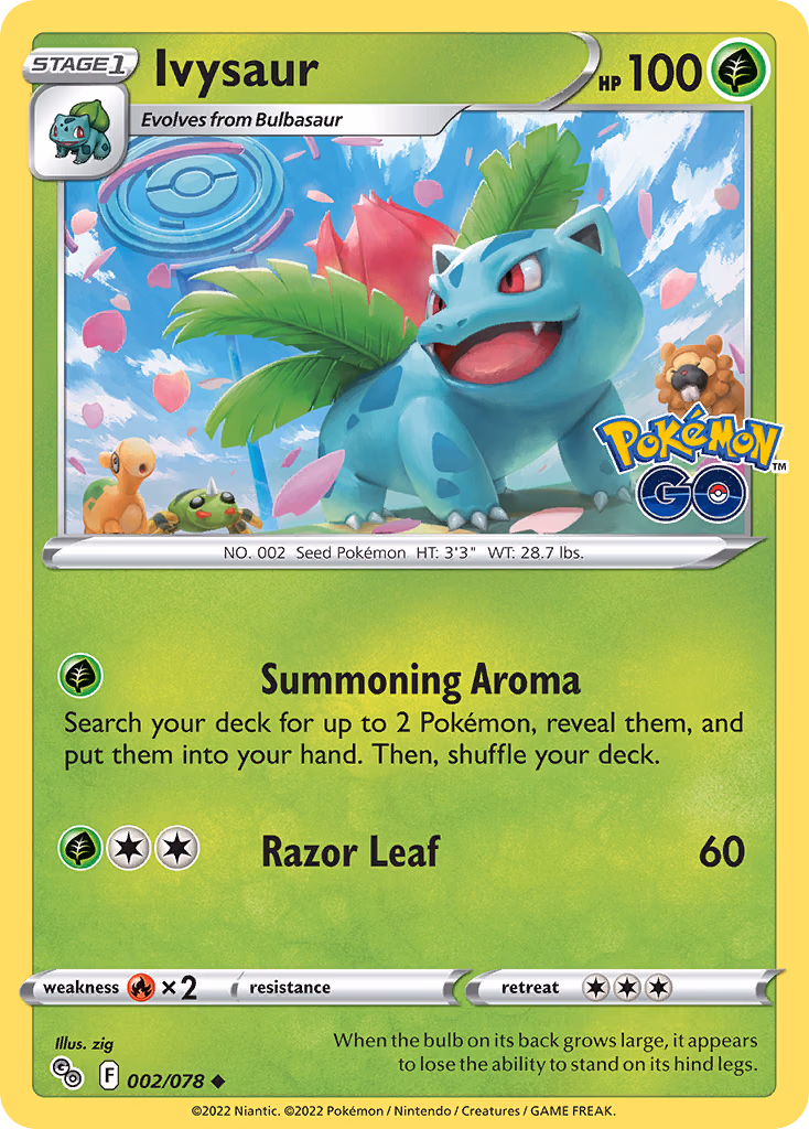 Ivysaur Pokemon card (002/078, Pokémon GO)