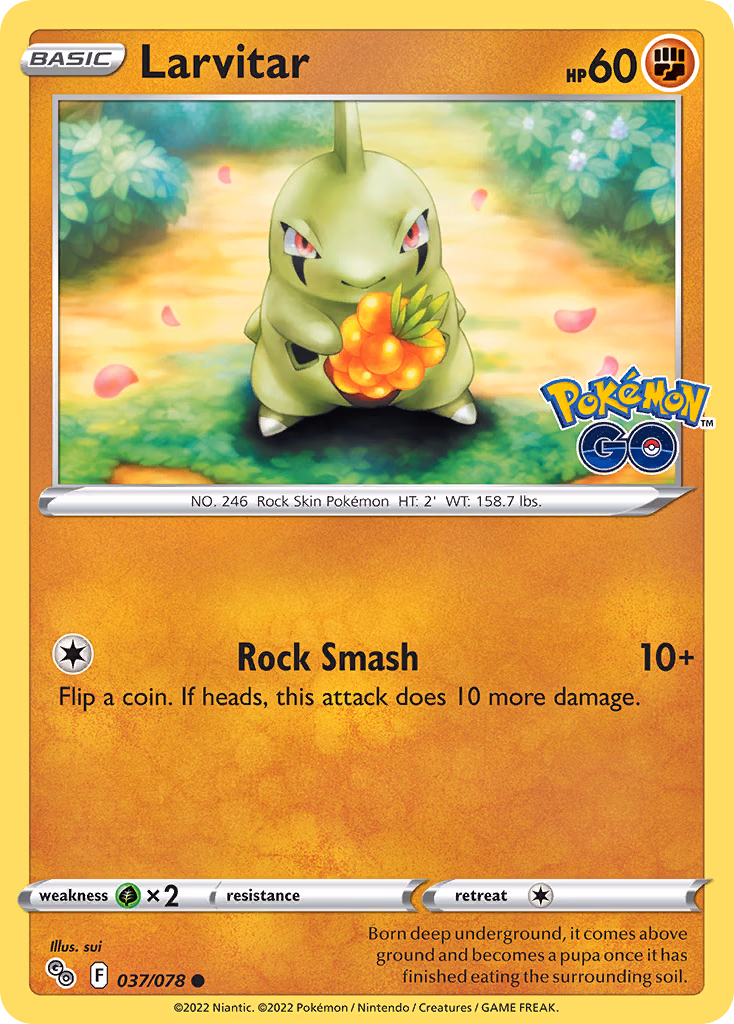 Larvitar Pokemon card (037/078, Pokémon GO)
