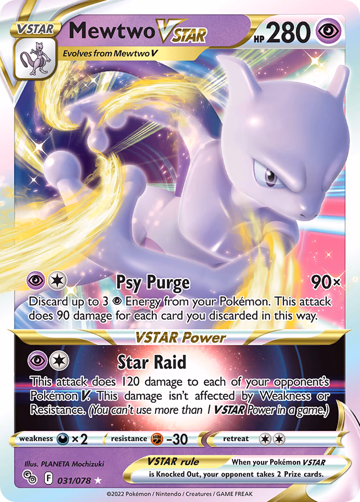 Mewtwo VSTAR Pokemon card (031/078, Pokémon GO)