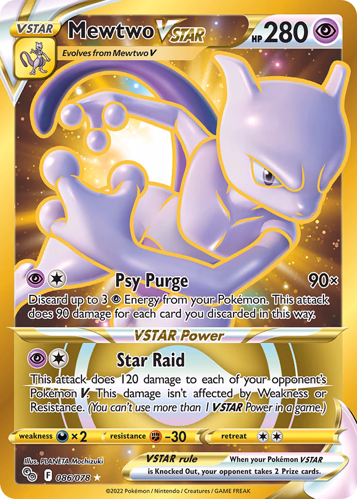 Mewtwo VSTAR Pokemon card (086/078, Pokémon GO)