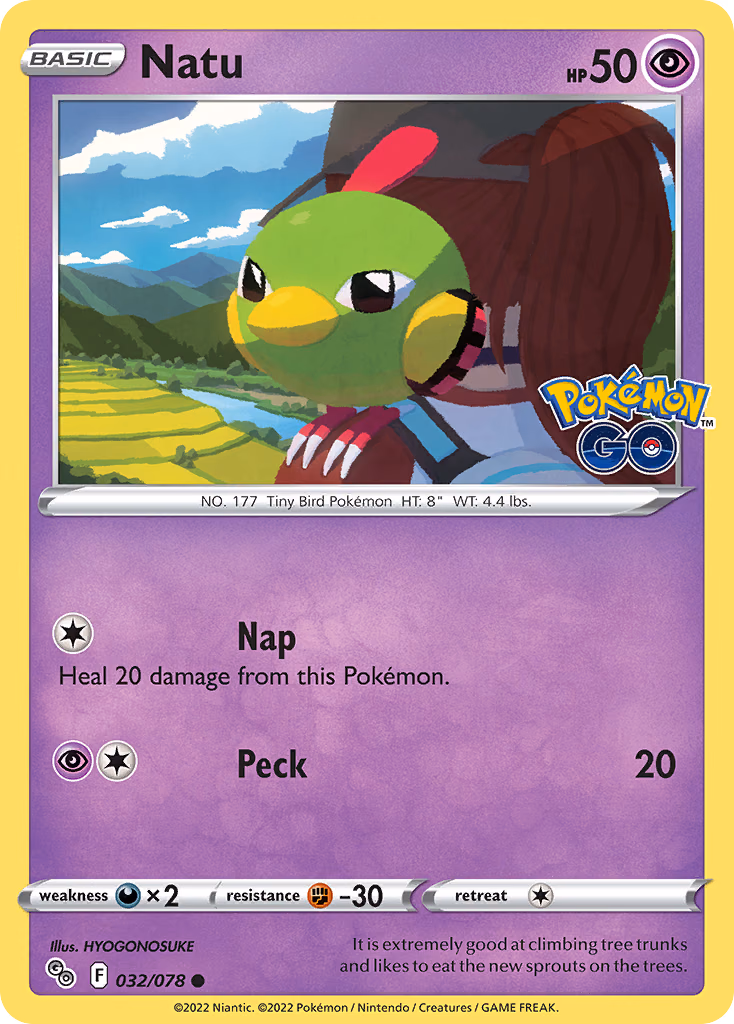 Natu Pokemon card (032/078, Pokémon GO)