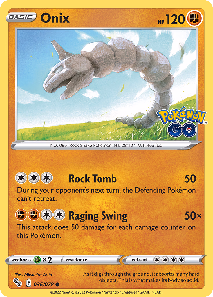 Onix Pokemon card (036/078, Pokémon GO)