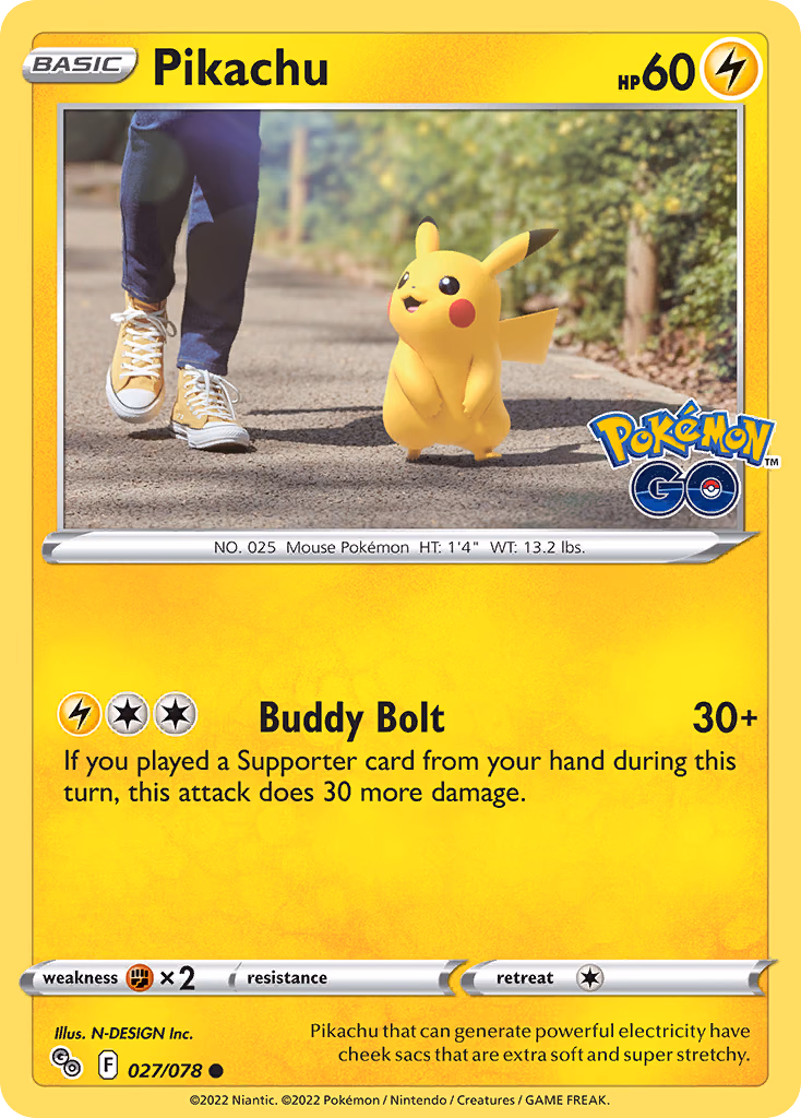 Pikachu Pokemon card (027/078, Pokémon GO)