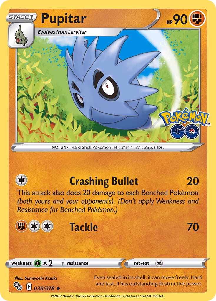 Pupitar Pokemon card (038/078, Pokémon GO)