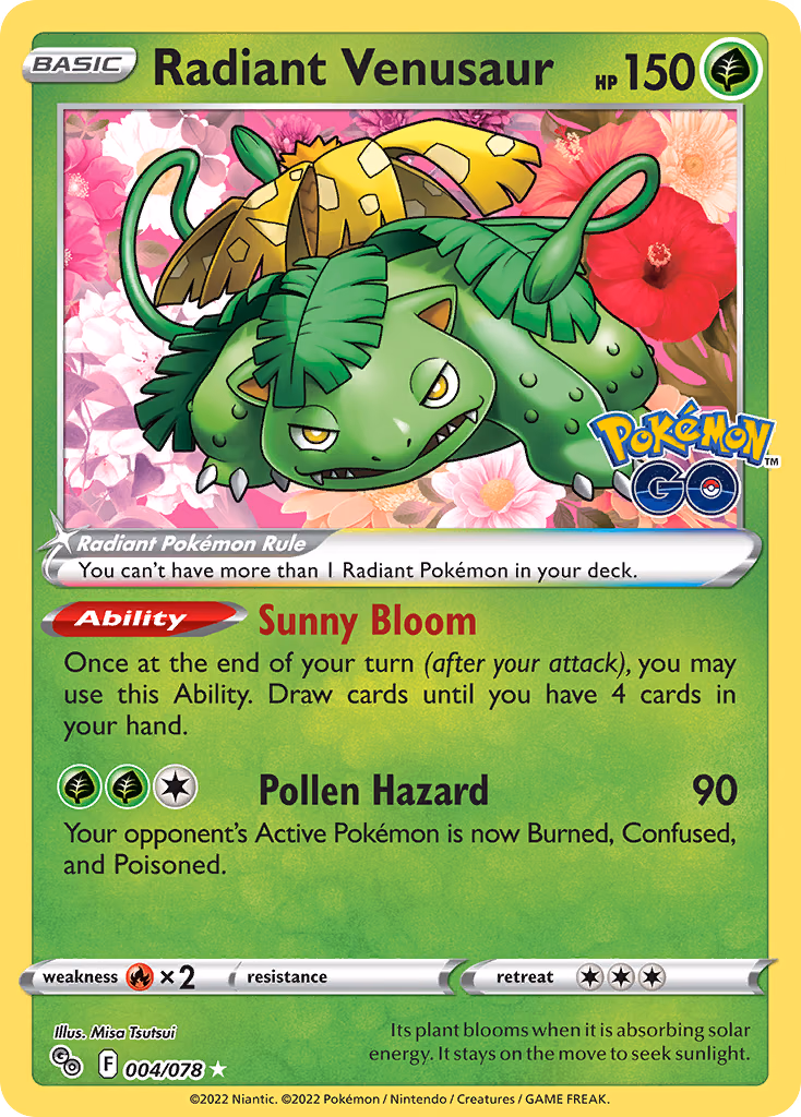 Radiant Venusaur Pokemon card (004/078, Pokémon GO)