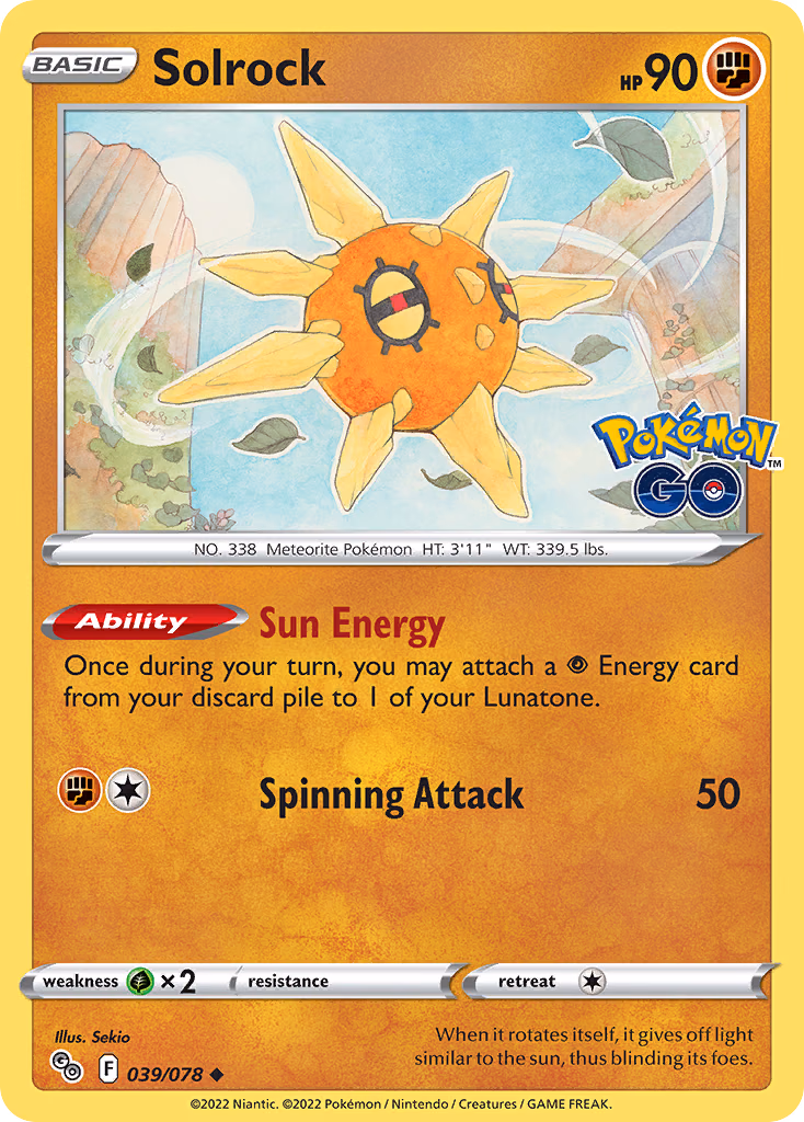 Solrock Pokemon card (039/078, Pokémon GO)