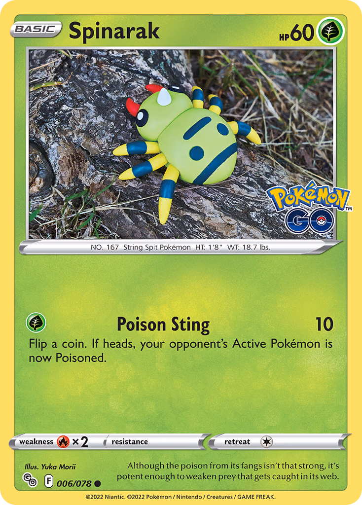 Spinarak Pokemon card (006/078, Pokémon GO)