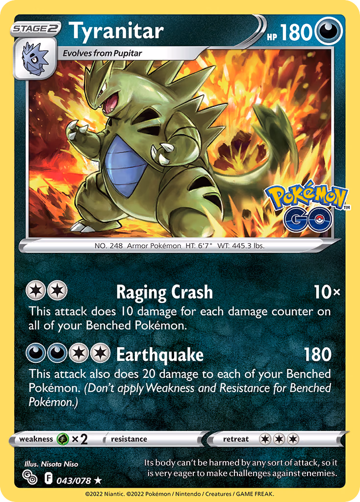 Tyranitar Pokemon card (043/078, Pokémon GO)