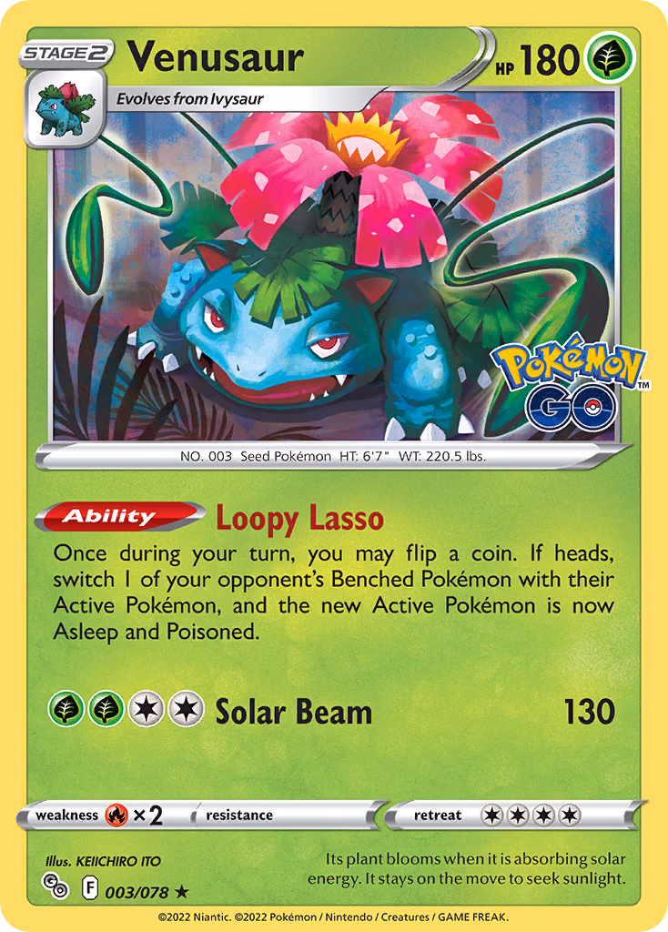 Venusaur Pokemon card (003/078, Pokémon GO)