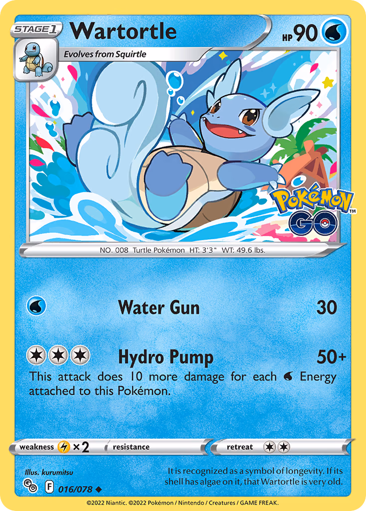 Wartortle Pokemon card (016/078, Pokémon GO)