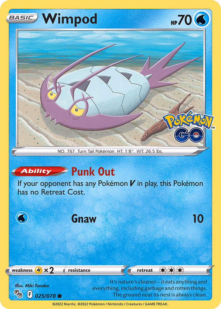 Wimpod Pokemon card (025/078, Pokémon GO)