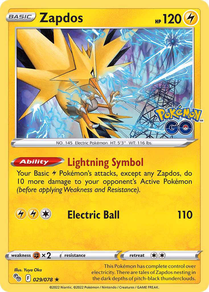 Zapdos Pokemon card (029/078, Pokémon GO)