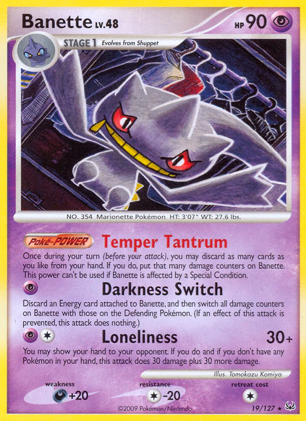 Banette Pokemon card (19/127, Platinum)