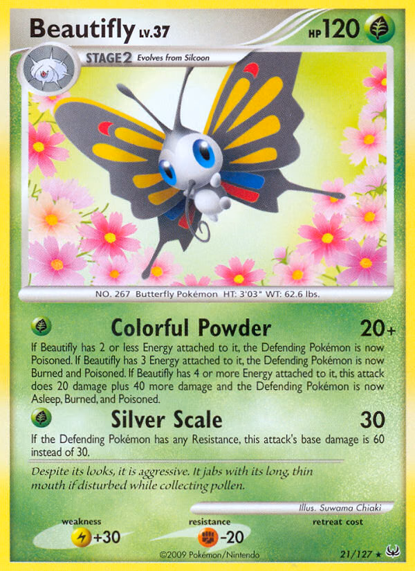 Beautifly Pokemon card (21/127, Platinum)