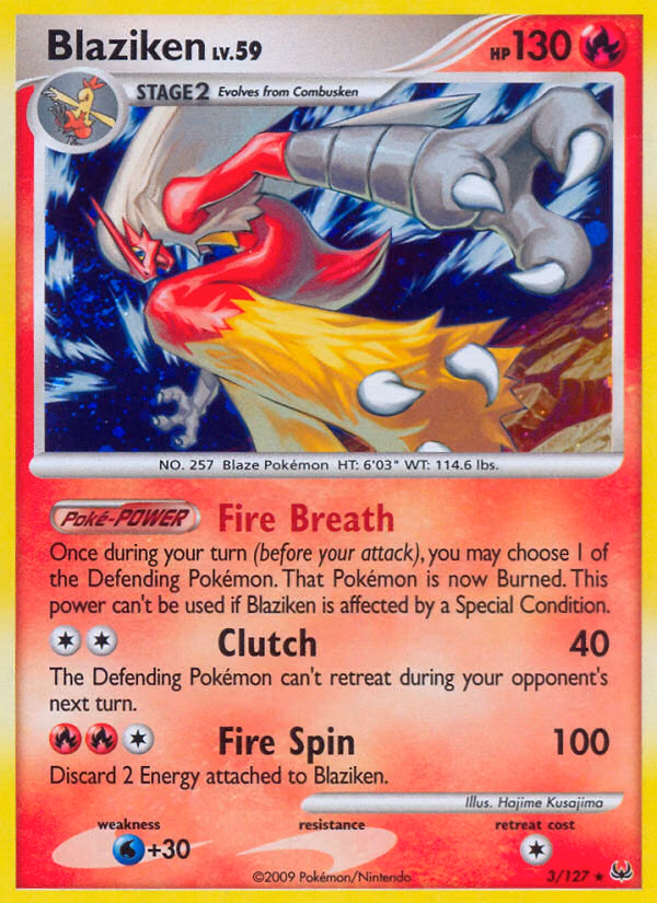 Blaziken Pokemon card (3/127, Platinum)