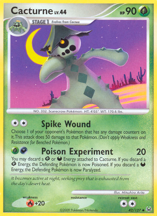 Cacturne Pokemon card (42/127, Platinum)