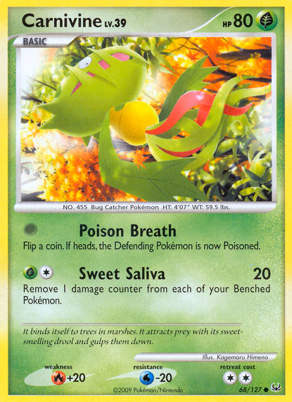 Carnivine Pokemon card (68/127, Platinum)
