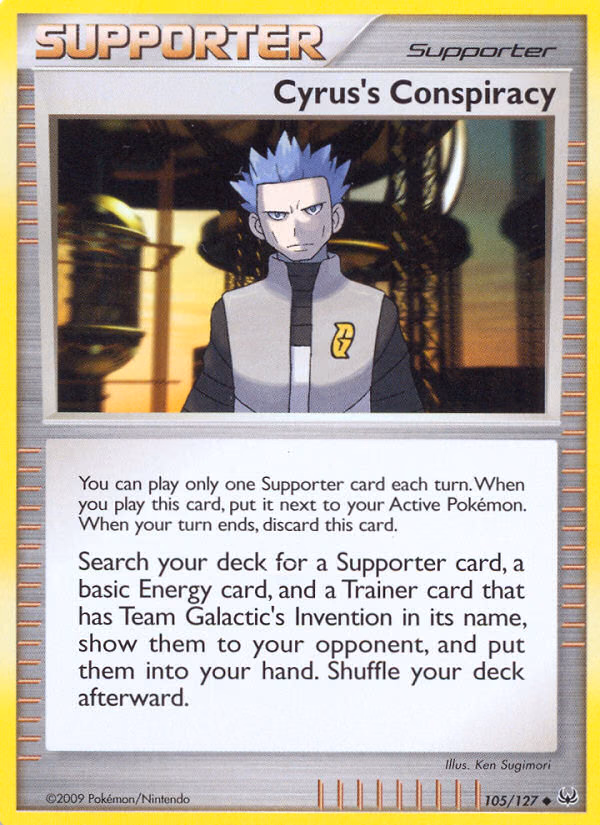 Cyrus's Conspiracy Pokemon card (105/127, Platinum)