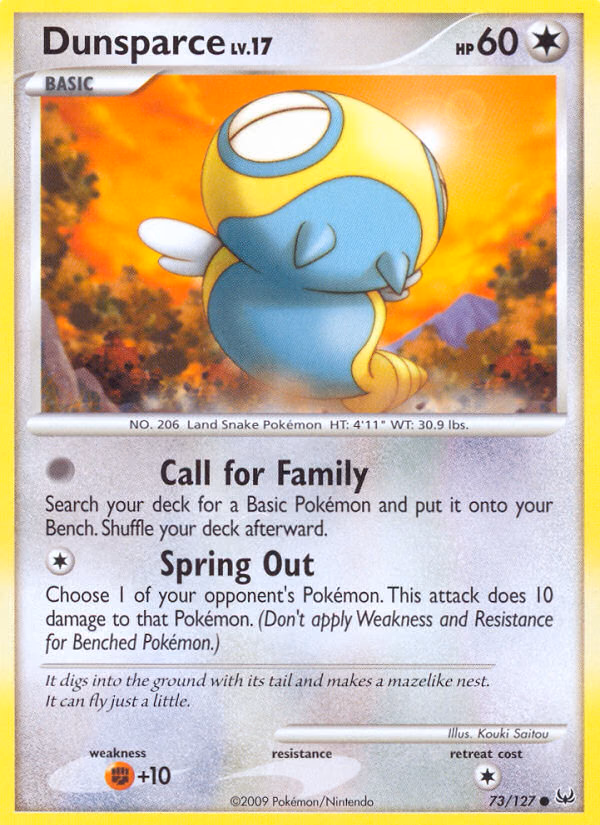 Dunsparce Pokemon card (73/127, Platinum)