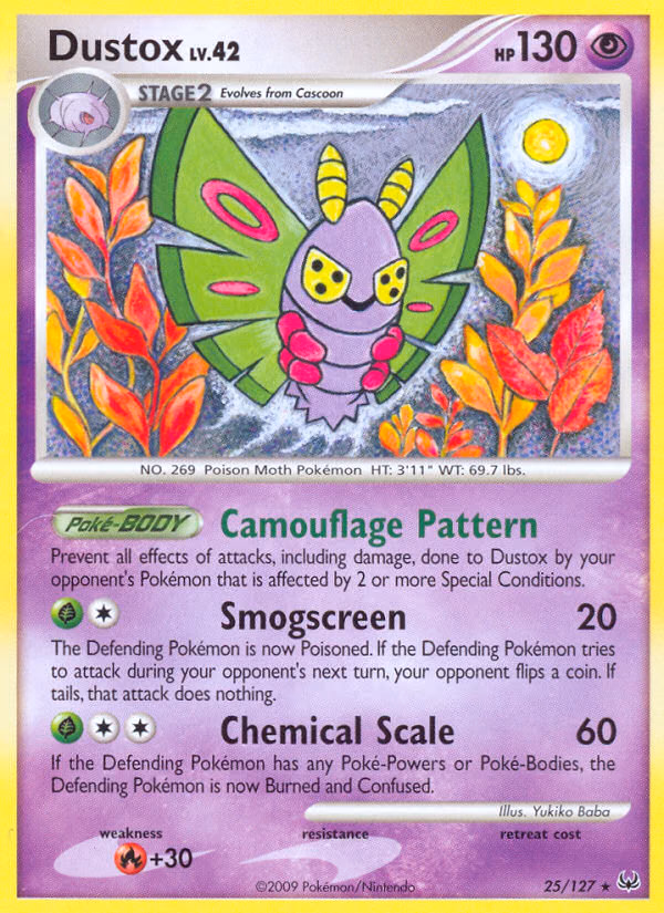 Dustox Pokemon card (25/127, Platinum)