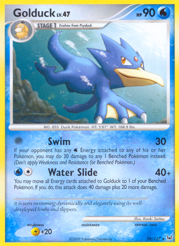 Golduck Pokemon card (29/127, Platinum)