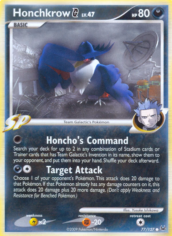 Honchkrow G Pokemon card (77/127, Platinum)