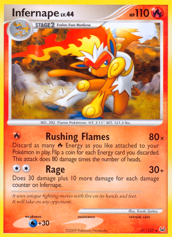 Infernape Pokemon card (31/127, Platinum)