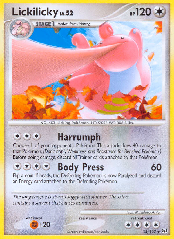 Lickilicky Pokemon card (33/127, Platinum)