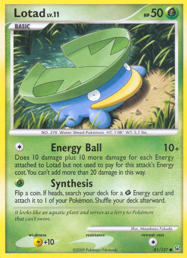 Lotad Pokemon card (81/127, Platinum)
