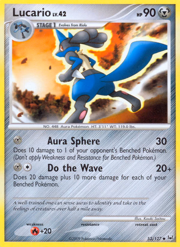 Lucario Pokemon card (53/127, Platinum)