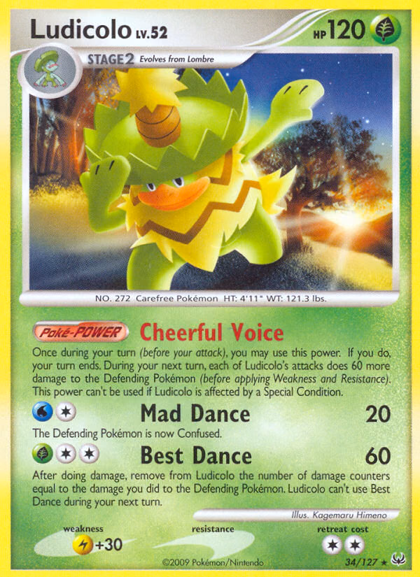Ludicolo Pokemon card (34/127, Platinum)