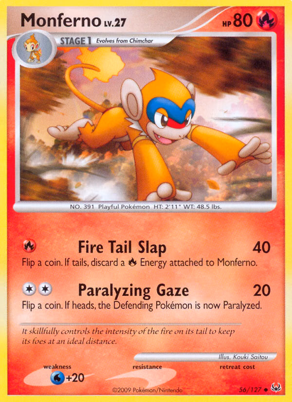 Monferno Pokemon card (56/127, Platinum)