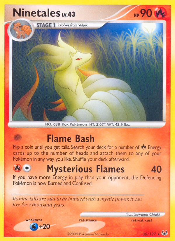 Ninetales Pokemon card (36/127, Platinum)